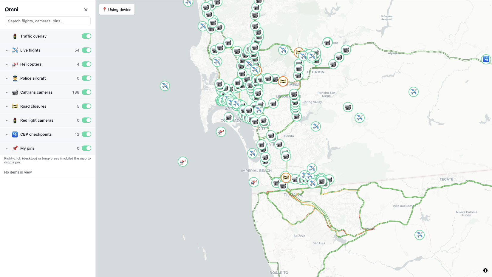 Omni live interactive map web app